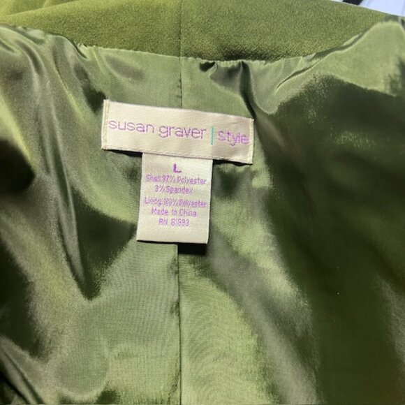 Susan Graver Green Button Down Long Sleeve Jacket Size L - Picture 9 of 9